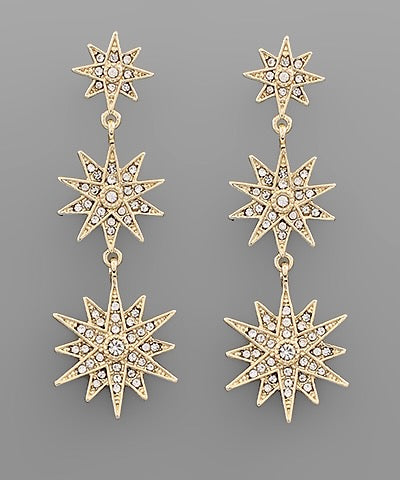 Three Star Dazzle Earrings