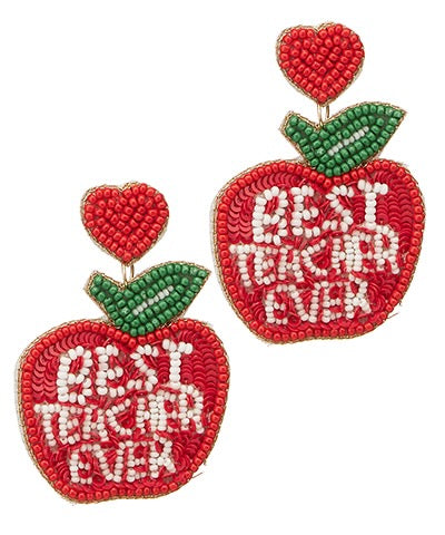 Best Teacher Apple Earrings