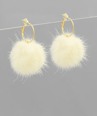 Faux Mink Ball Earrings - 5 Colors