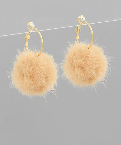 Faux Mink Ball Earrings - 5 Colors