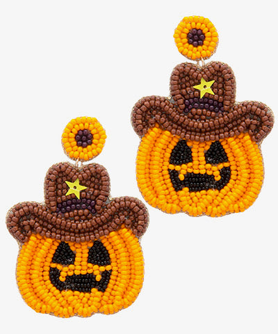 Cowboy Jack-O-Lantern Earrings