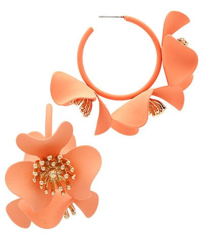 Vivian Metal Flower Hoops - 4 Colors