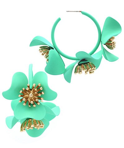 Vivian Metal Flower Hoops - 4 Colors