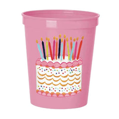 Birthday Cake Pink Stadium Cups-Set of 6