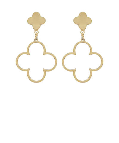 Gold Open Clover Dangle Earrings