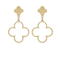 Gold Open Clover Dangle Earrings