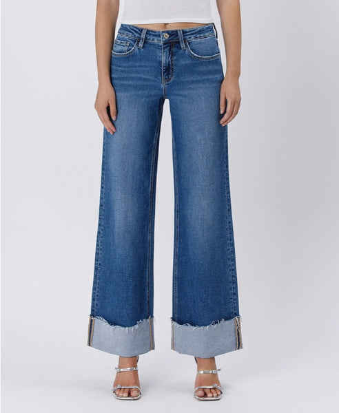 Alexia High Rise Cuffed Wide Jeans