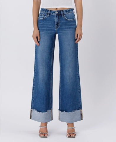 Alexia High Rise Cuffed Wide Jeans