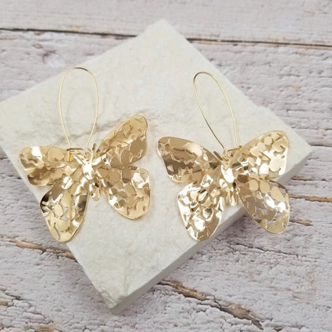 Brass Hollow Butterfly Earrings