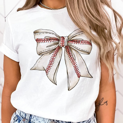 Girly Baseball Bow Coquette Graphic Tee