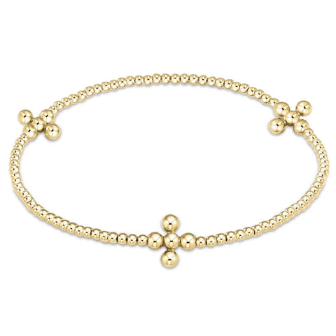 enewton signature cross gold pattern 2mm bead bracelet - classic beaded signature cross gold - 3mm bead gold