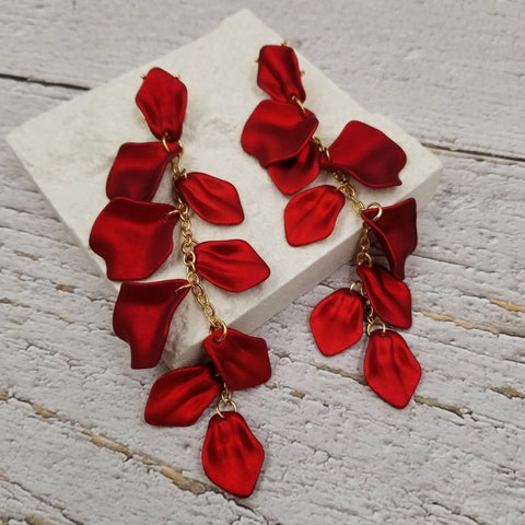 Rose Petal Drop Earrings-Multiple Colors