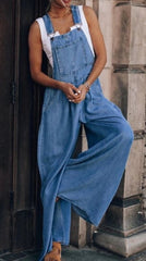 Taleira Wide Leg Denim Overalls