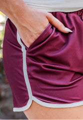 True Maroon Drawstring Athletic Shorts