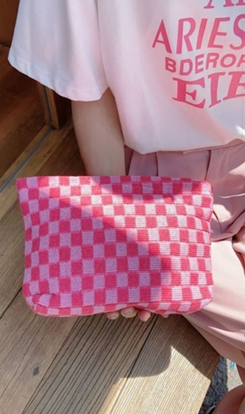 Checkered Makeup Bag - 4 Colors