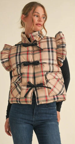 English Plaid Bow Vest