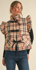 English Plaid Bow Vest