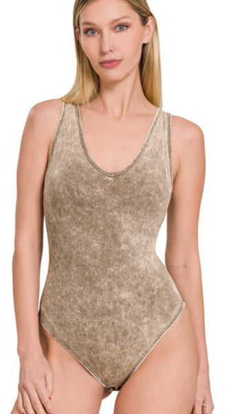 Mineral Washed Bodysuit - 3 Colors