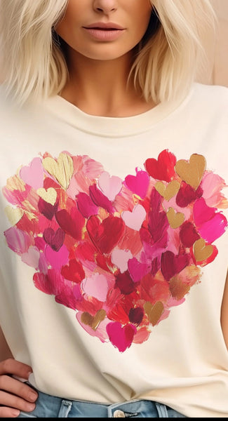 Brushstroke Valentine Heart Watercolor Love Graphic Tee