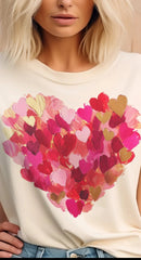 Brushstroke Valentine Heart Watercolor Love Graphic Tee