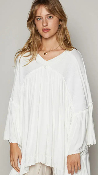 Belva Oversized Mixed Media Top