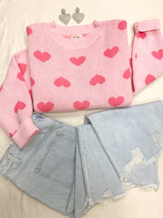 Oversized All Over Hearts Sweater