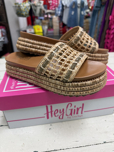 Hey Girl by Corky's Raffia Hangover Sandals