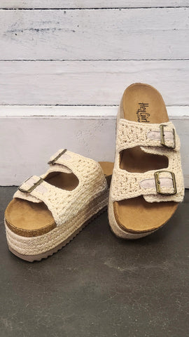 Go For It Sandal in Sand Raffia