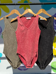 Mineral Washed Bodysuit - 3 Colors