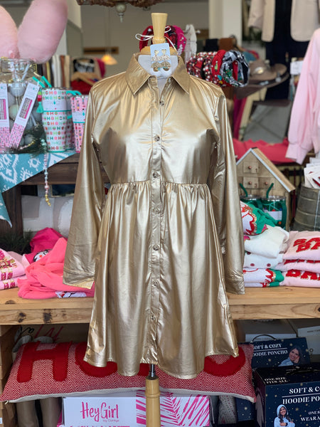 Metallic Shirt Dress