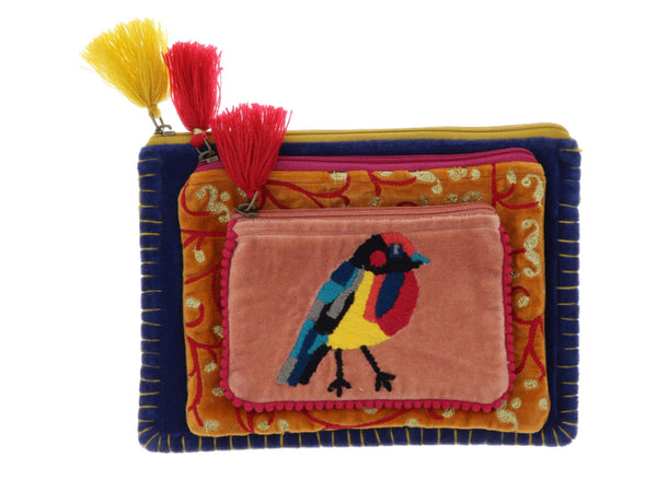 Birdie Zipper Pouch Set