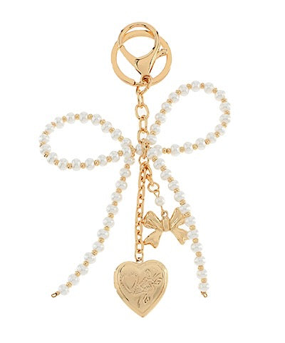 Bow and Pearl Locket - Keychain Purse Charm