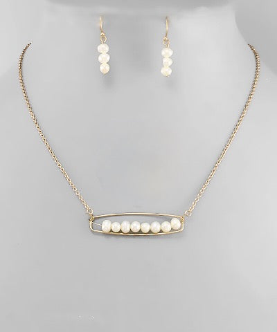 Pearl Bar Necklace Set - 2 Colors