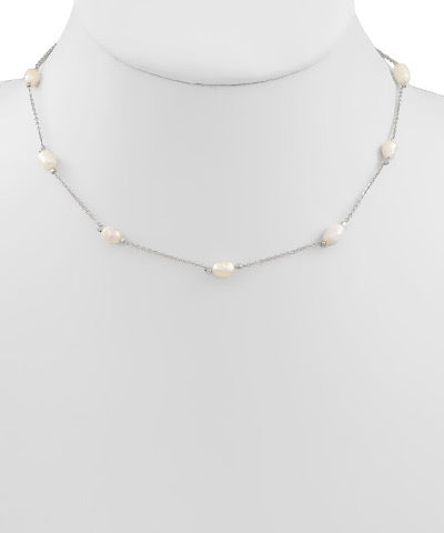 Pearl Station Necklaces - Gold or Silver