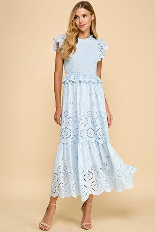 Grace Blue Ruffle Maxi Dress