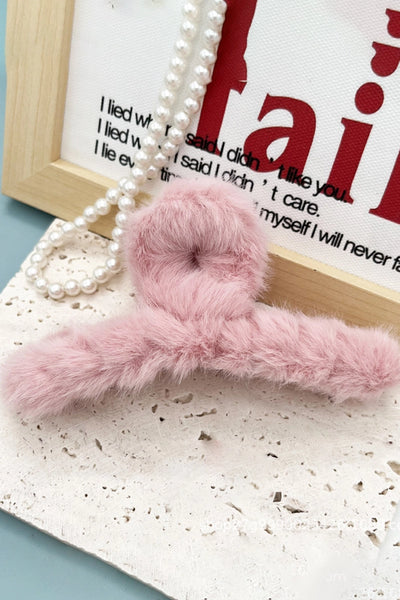 Angora Faux Fur Hair Clips - 6 Colors