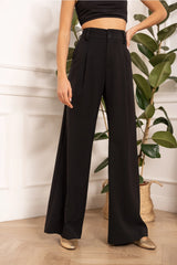 Parisian Double-Breasted Wide-Cut Black Pants