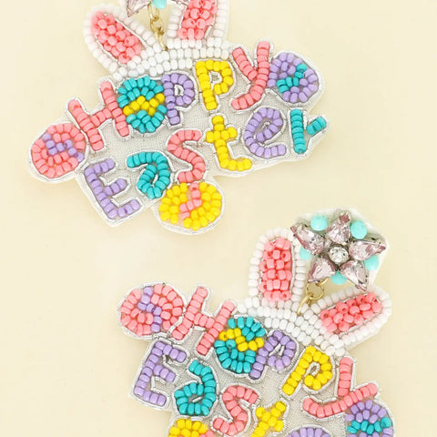 Happy Easter Beaded Earrings