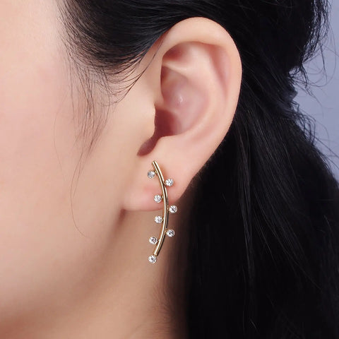 CZ Ear Crawler Earrings - Silver or Gold