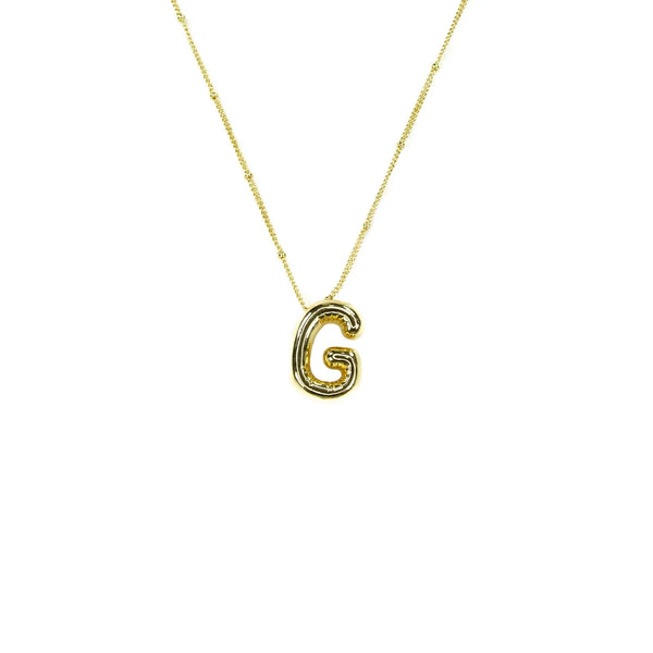 Initial Balloon Bubble 18K Gold Necklace