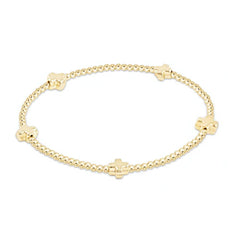 enewton eGirl Signature cross gold pattern 2mm bead bracelet - 7 colors