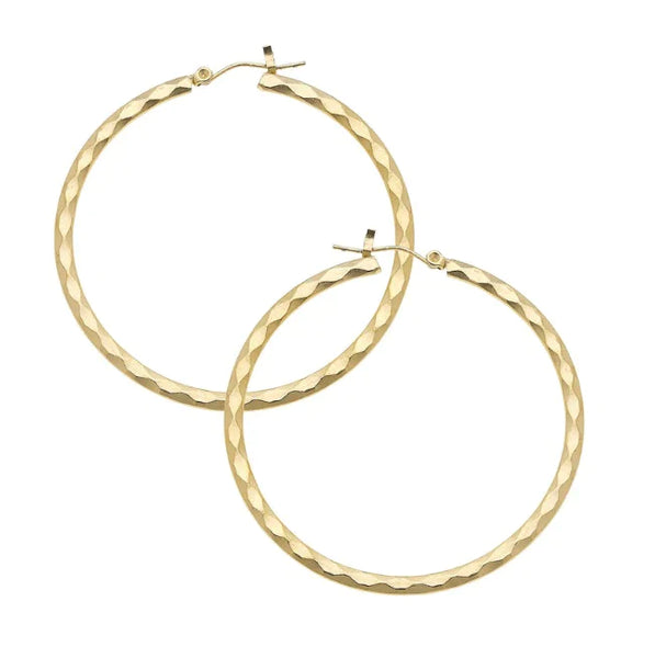 Brilliant Cut Gold Hoop Earrings