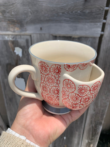 Handstamped Mugs with Tea Bag Holder - 4 Colors