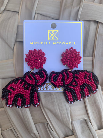 Michelle McDowell Elephant Earrings - Crimson