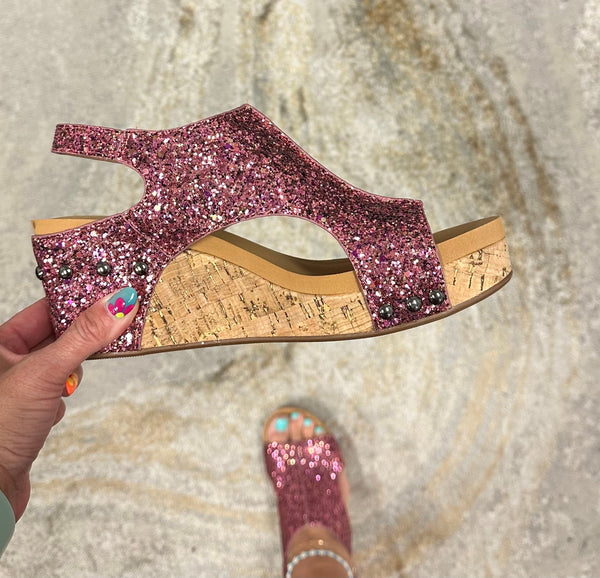 Corky's Carley Wedge-Mixed Berry Glitter