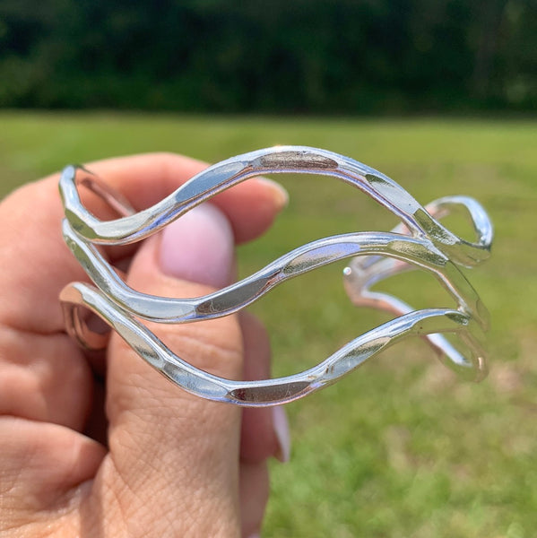 Metal Cuff Bracelets - Silver and Gold