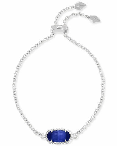 Kendra Scott Elaina Silver Adjustable Chain Bracelet in Cobalt Cat’s Eye