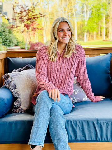 Simply Southern Soft Quarter Zip Sweater in Plum