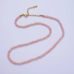 Pink Rose Rondelle Heishi Gemstone Beads Necklace