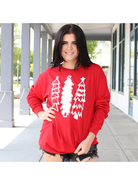 Three Christmas Trees Long Sleeve Tee